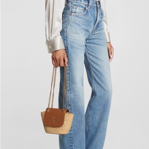 Saint Laurent Panier Mini YSL Flap Crossbody Basket Bag in Raffia - Picture 12 of 12